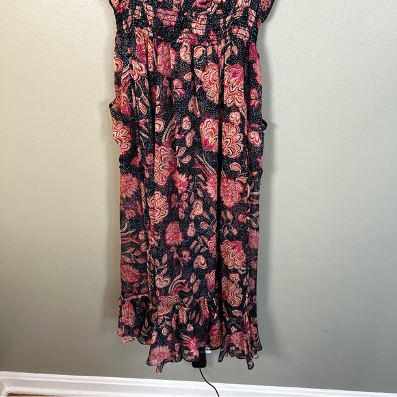 MISA Los Angeles‎ Azura Flutter-Sleeve Floral Midi Dress medium floral pink blue - Picture 12 of 16